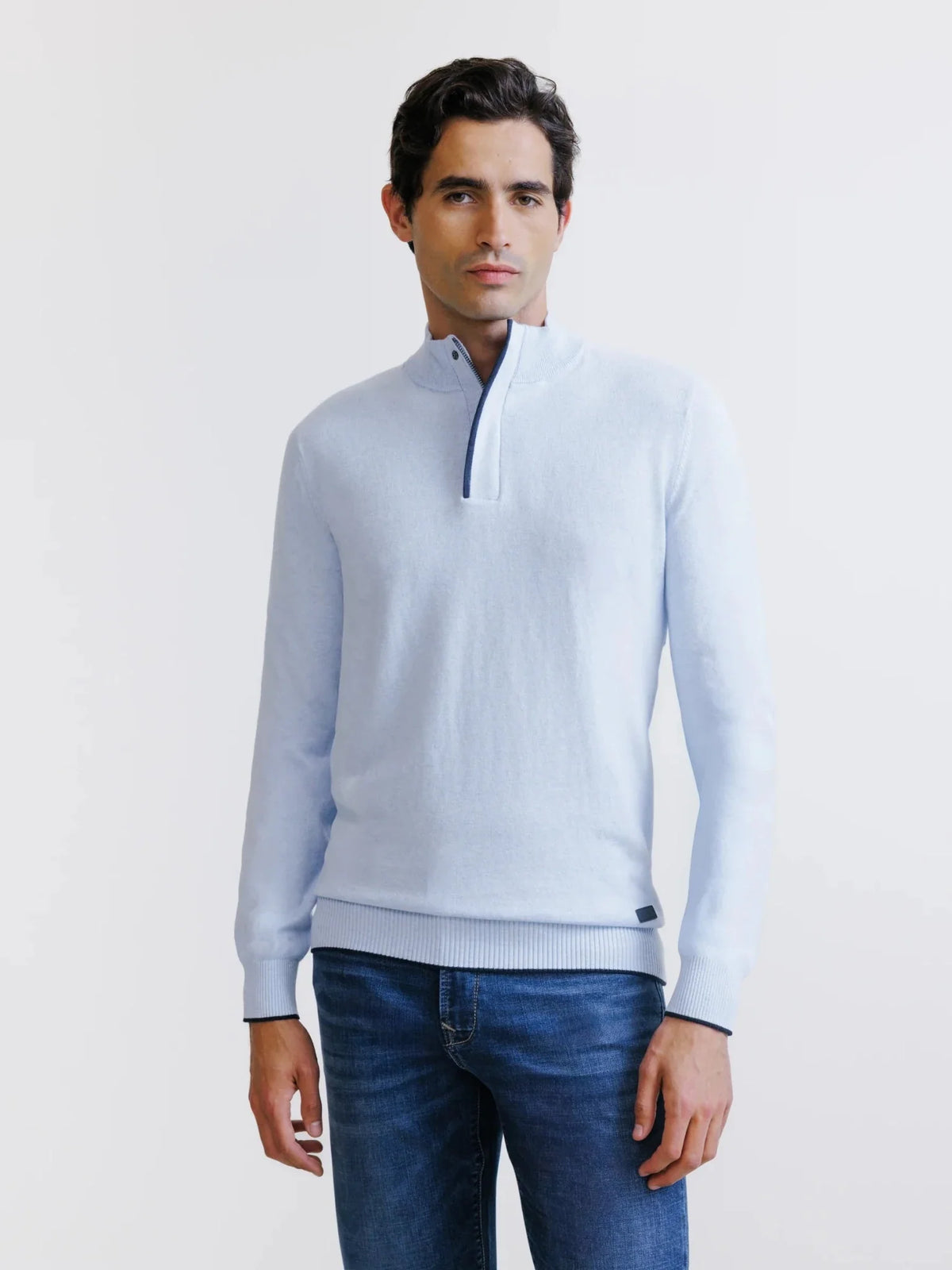 Pull col camionneur bleu ciel IZAC