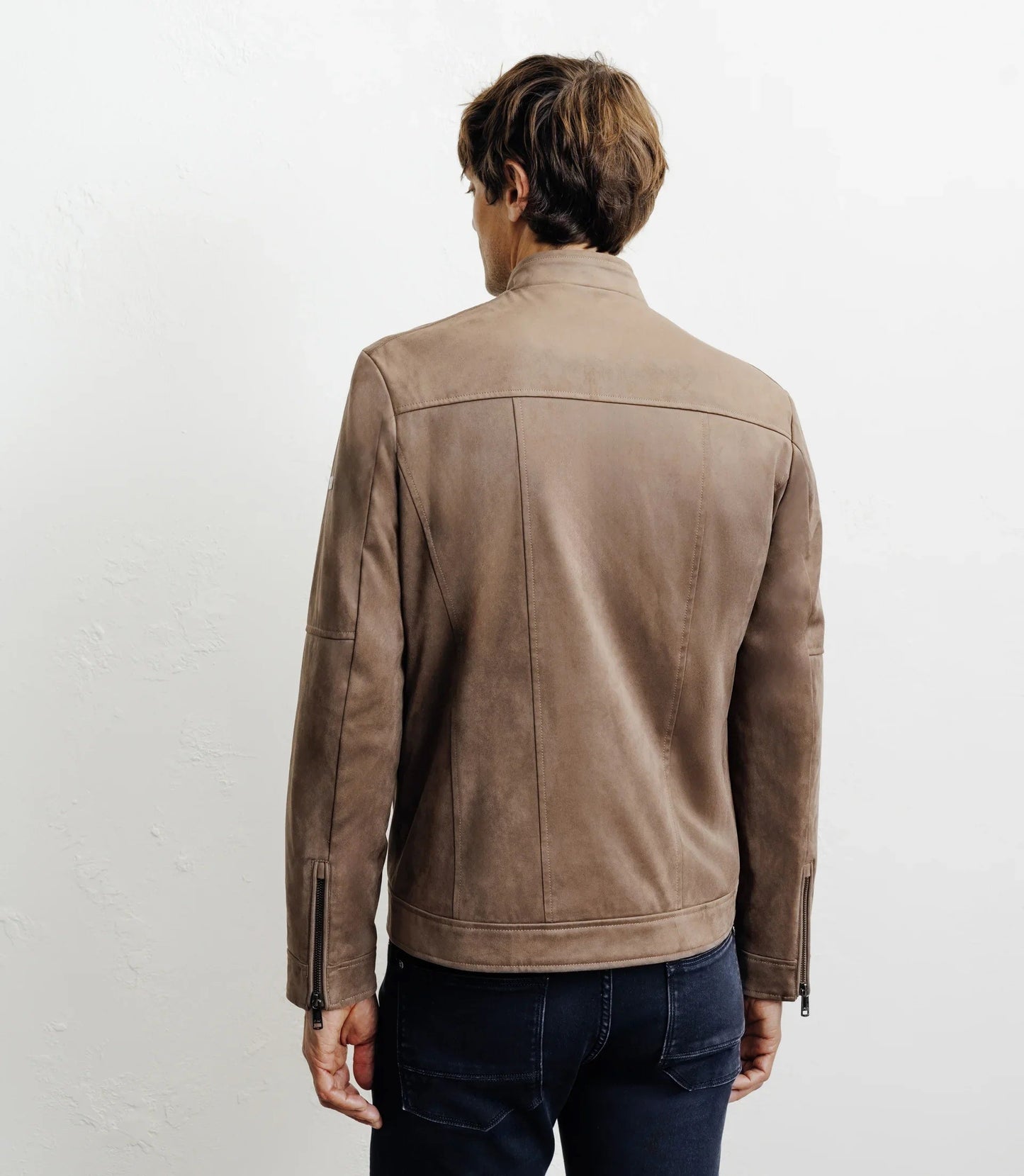 Blouson homme motard taupe