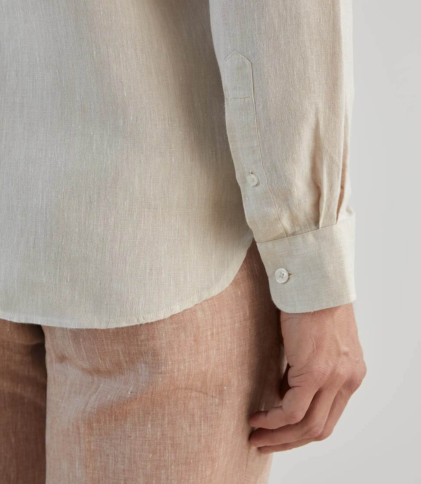 Chemise homme unie en lin beige