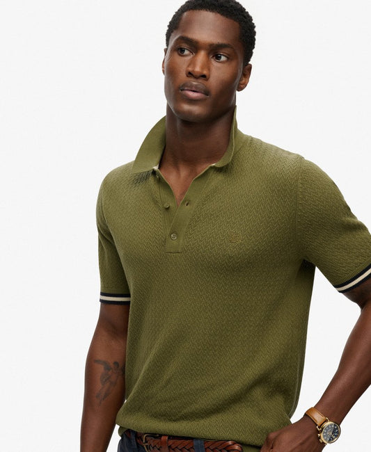 Polo Homme Tricot Texturé Superdry Coton Bio
