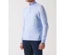 Pull col zippé camionneur bleu ciel