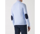 Pull col zippé camionneur bleu ciel