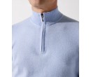 Pull col zippé camionneur bleu ciel