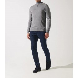 Pull col zippé camionneur gris