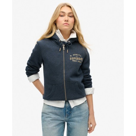 SUPERDRY Sweat à capuche zippé à logo métallisé Luxe sur cosmo-lepuy.fr