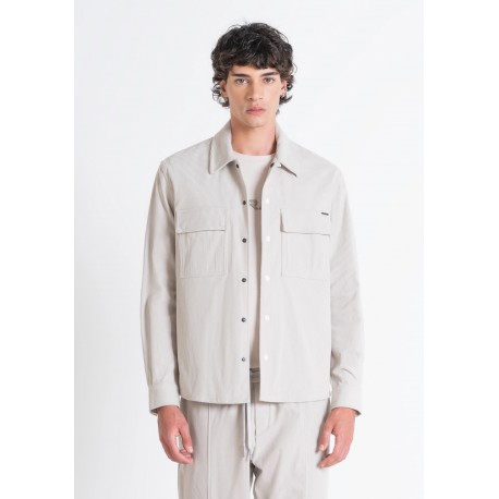 CHEMISE « BERLINO » REGULAR FIT COUPE DROITE EN VELOURS CÔTELÉ BLANC