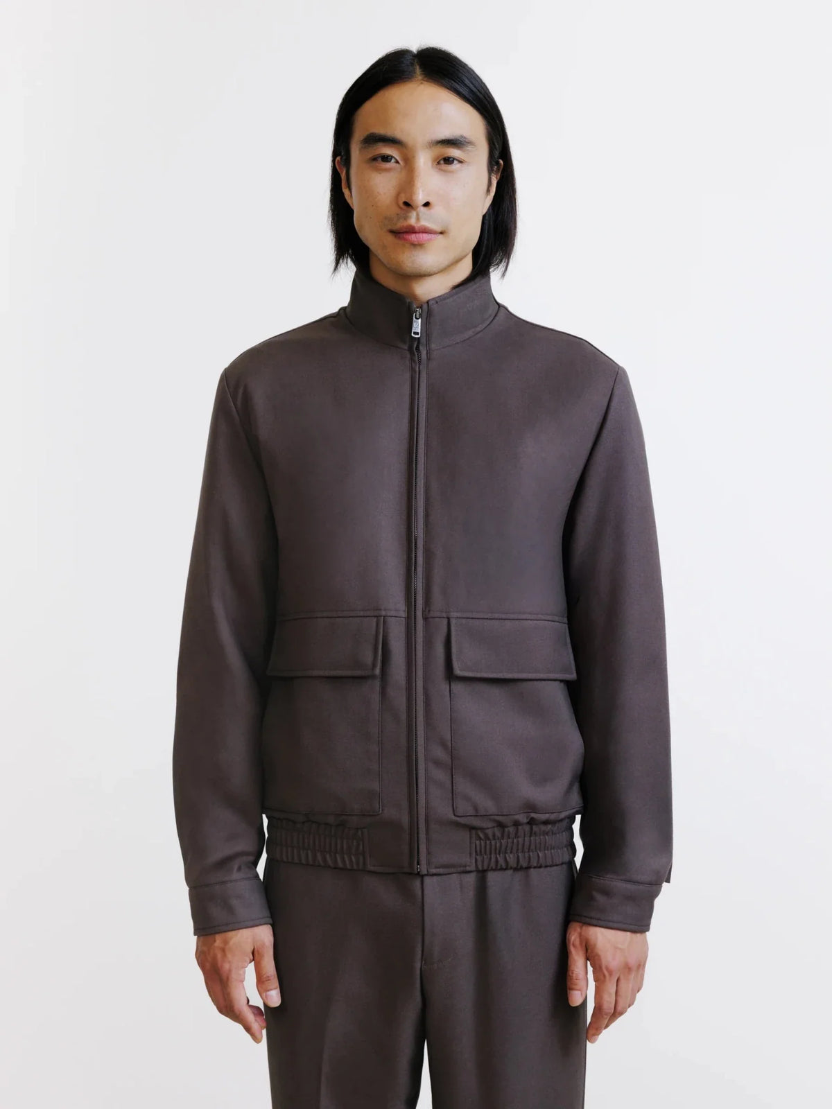 Blouson col montant marron