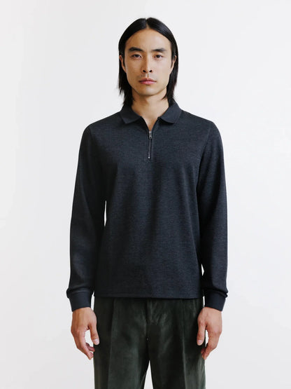 Polo/Pull zippé anthracite IZAC