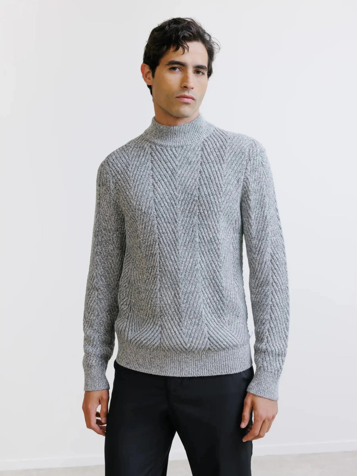 Pull col cheminée gris chiné Izac