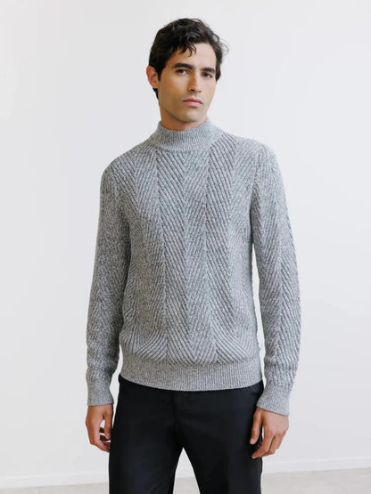 Pull col cheminée gris chiné Izac