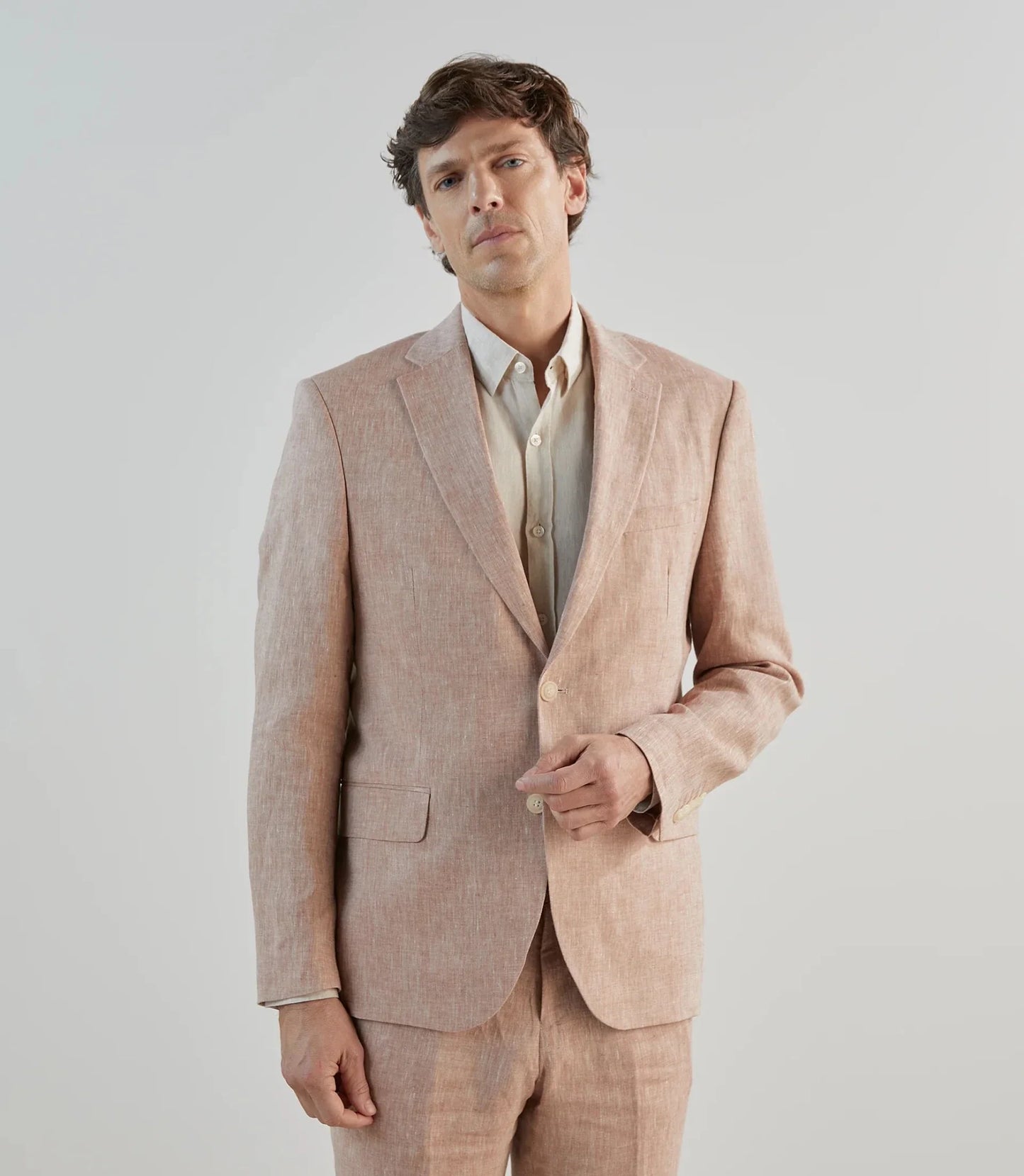 Veste homme ville 100% lin orange  izac