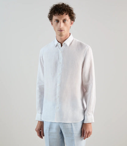 Chemise homme unie en lin blanc