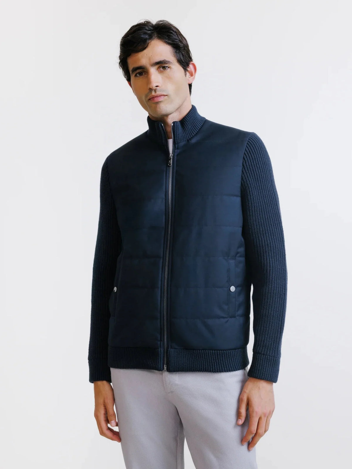 Gilet zippé bi-matière marine IZAC