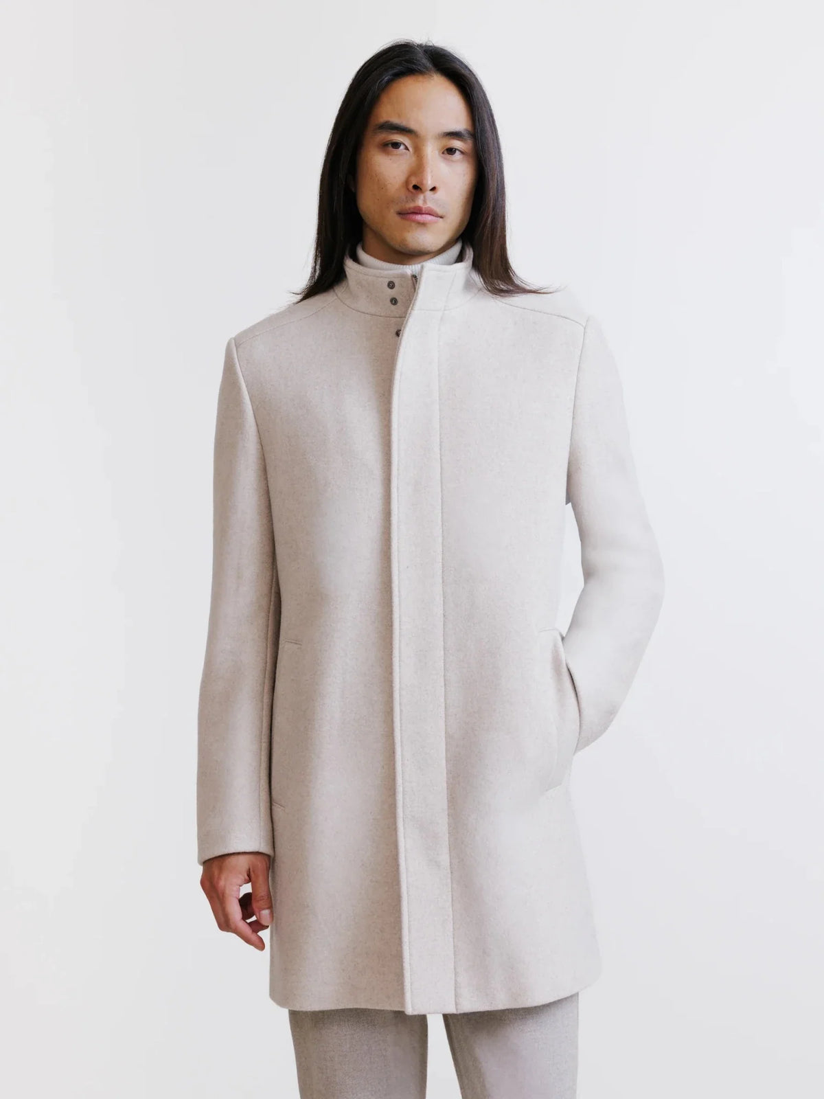 Manteau col montant beige Izac