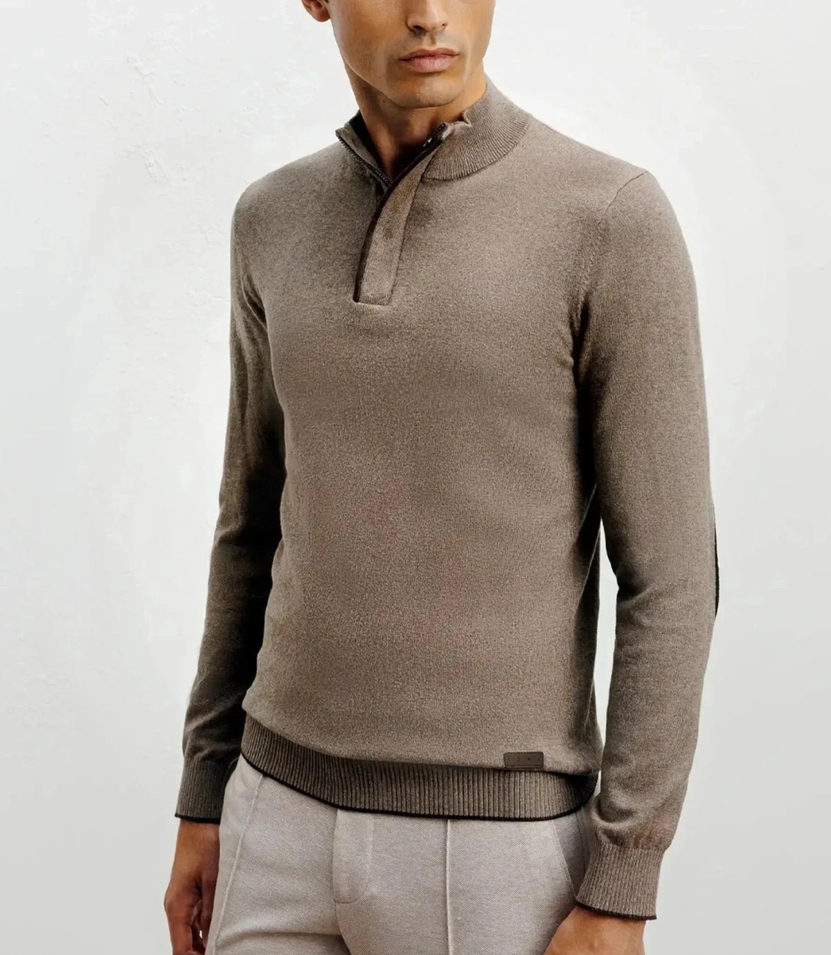Pull col montant demi zippé taupe IZAC