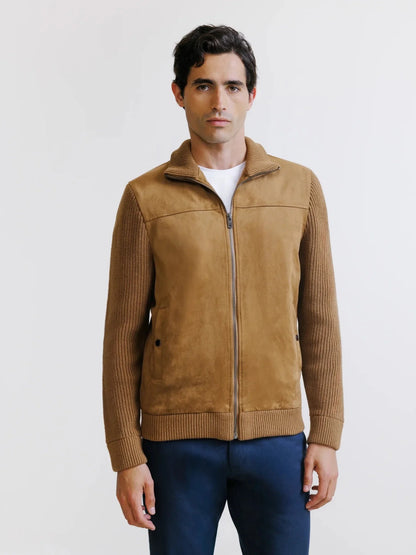 Gilet zippé bi-matière camel IZAC