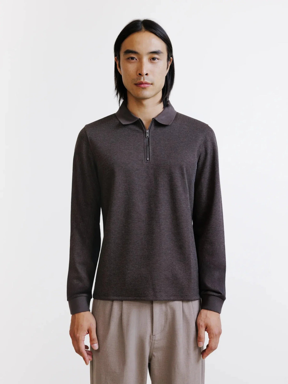 Polo/Pull zippé marron IZAC