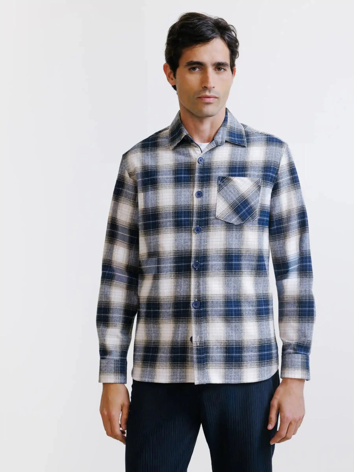 Chemise à carreaux marine