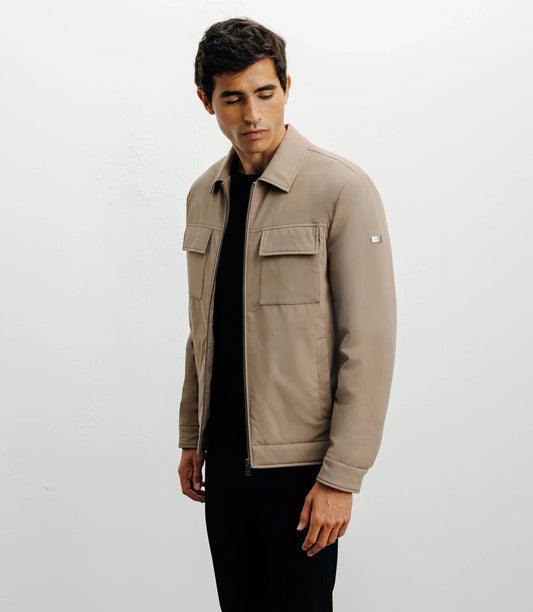 Blouson homme col chemise beige