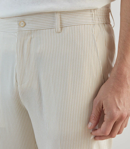 Pantalon homme de ville rayé beige izac
