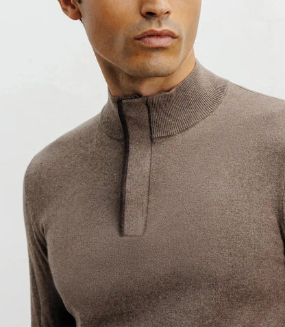 Pull col montant demi zippé taupe IZAC