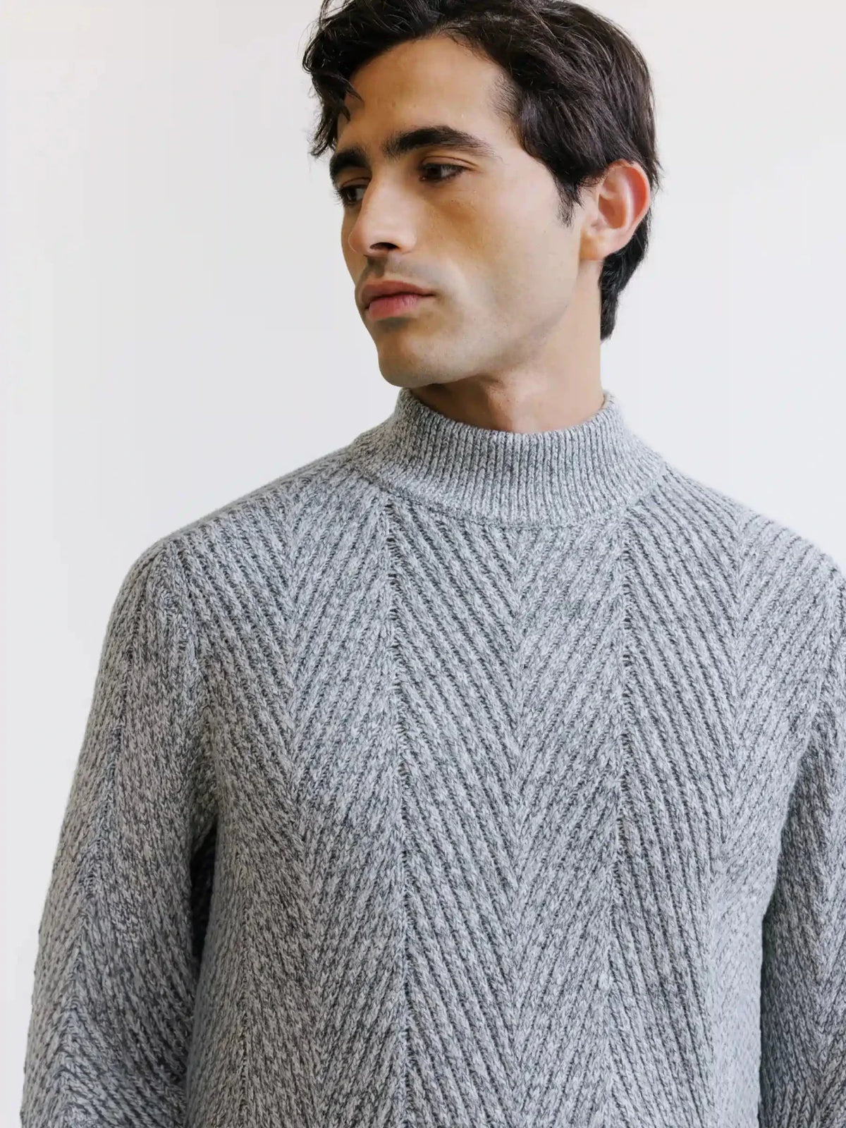 Pull col cheminée gris chiné Izac