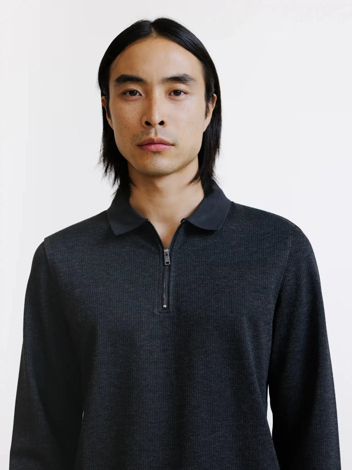 Polo/Pull zippé anthracite IZAC