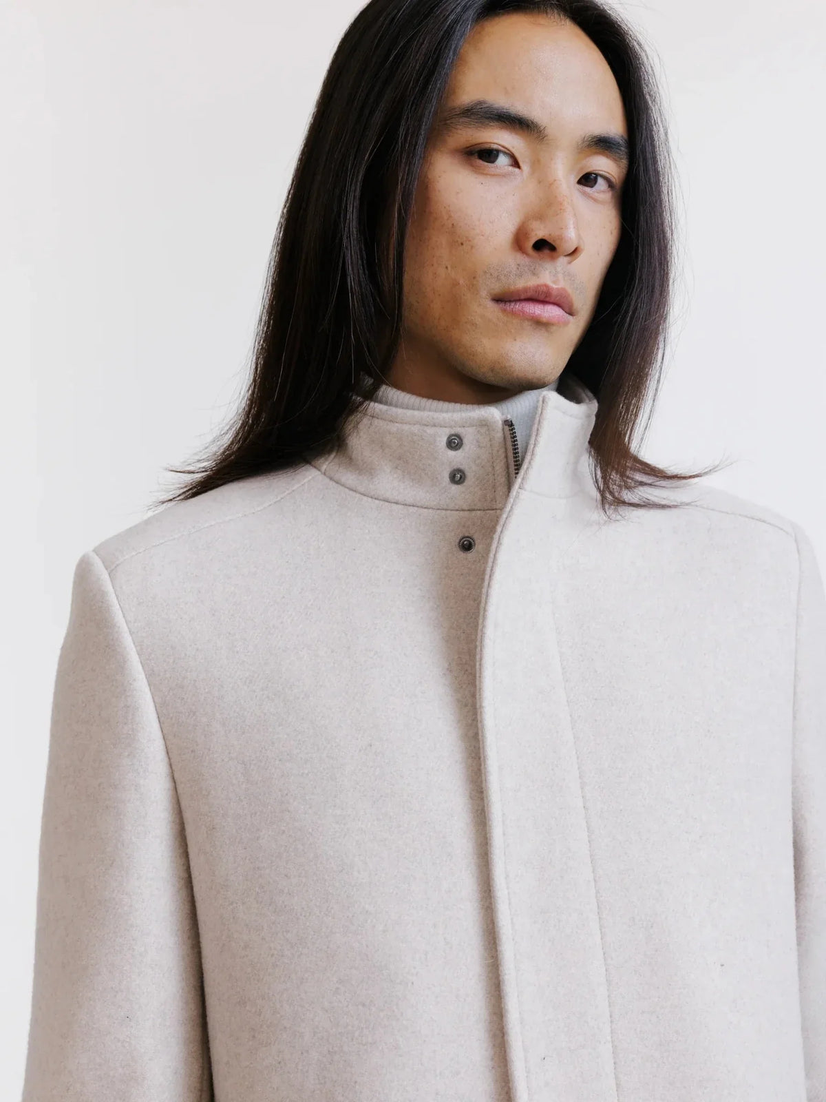 Manteau col montant beige Izac