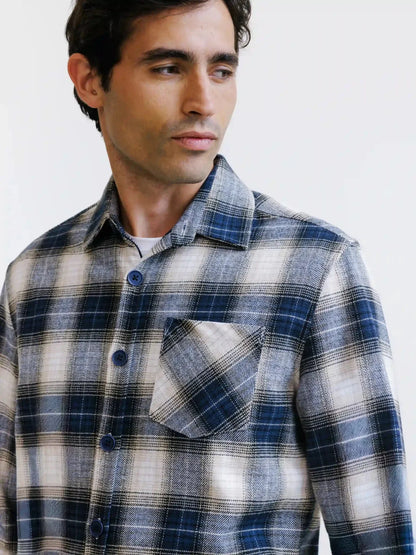 Chemise à carreaux marine