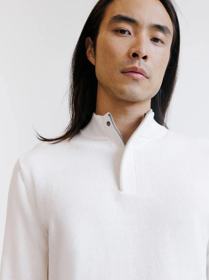 Pull col montant demi zippé écru