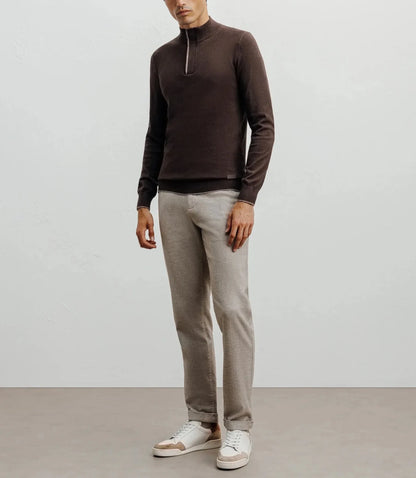Pull col montant demi zippé marron IZAC
