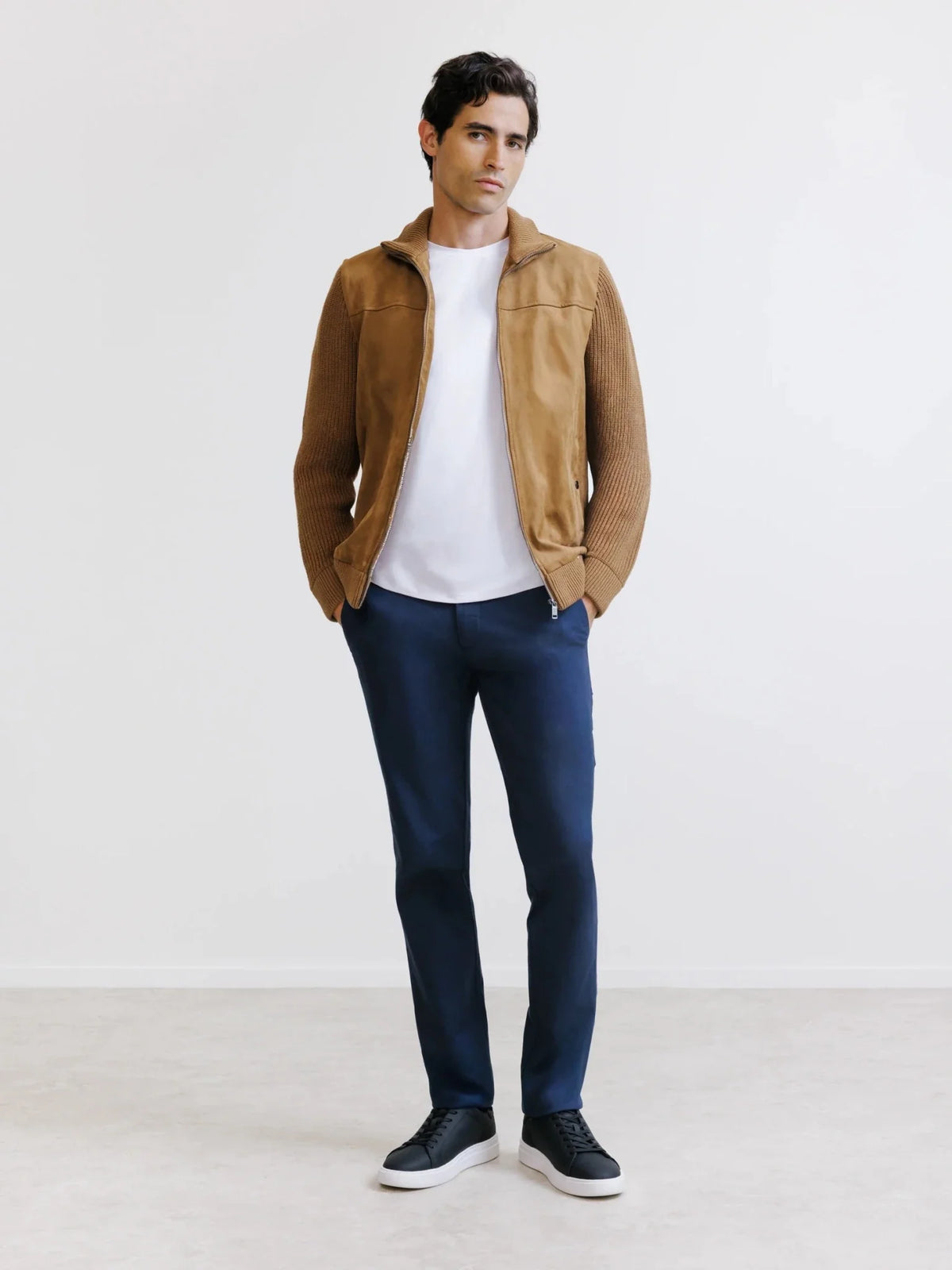 Gilet zippé bi-matière camel IZAC