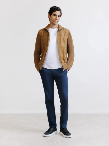 Gilet zippé bi-matière camel IZAC