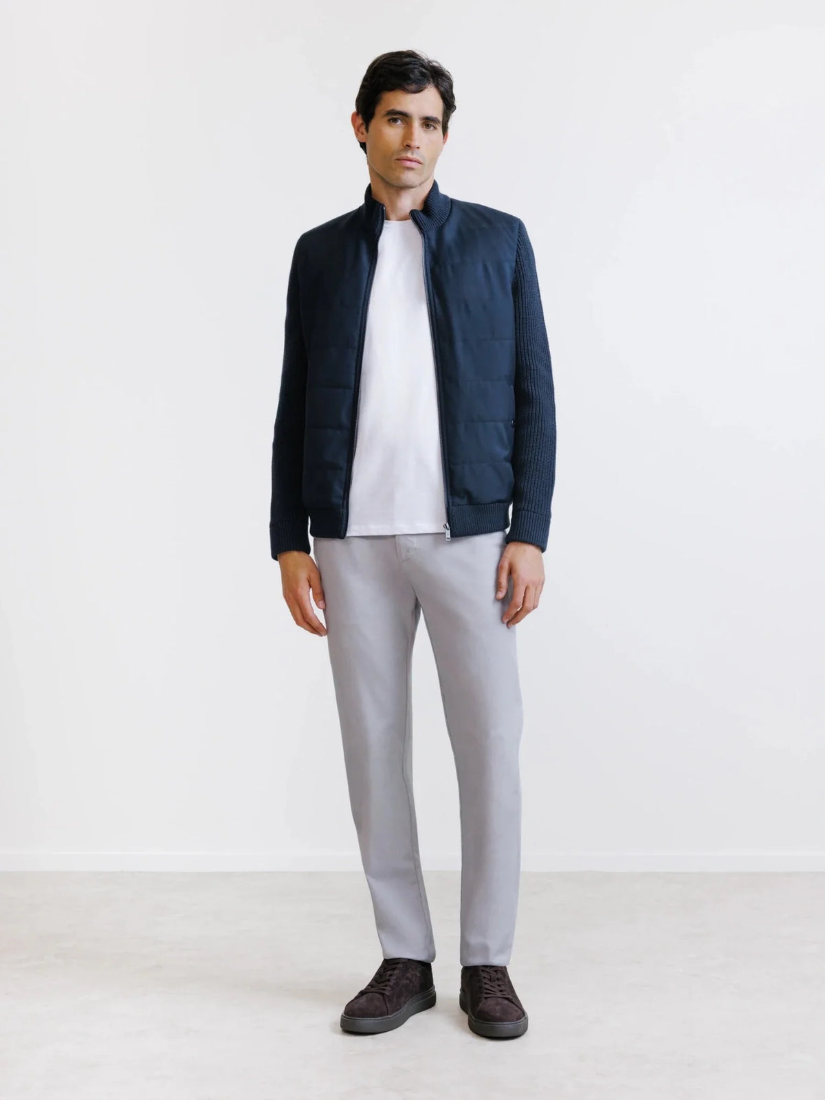 Gilet zippé bi-matière marine IZAC