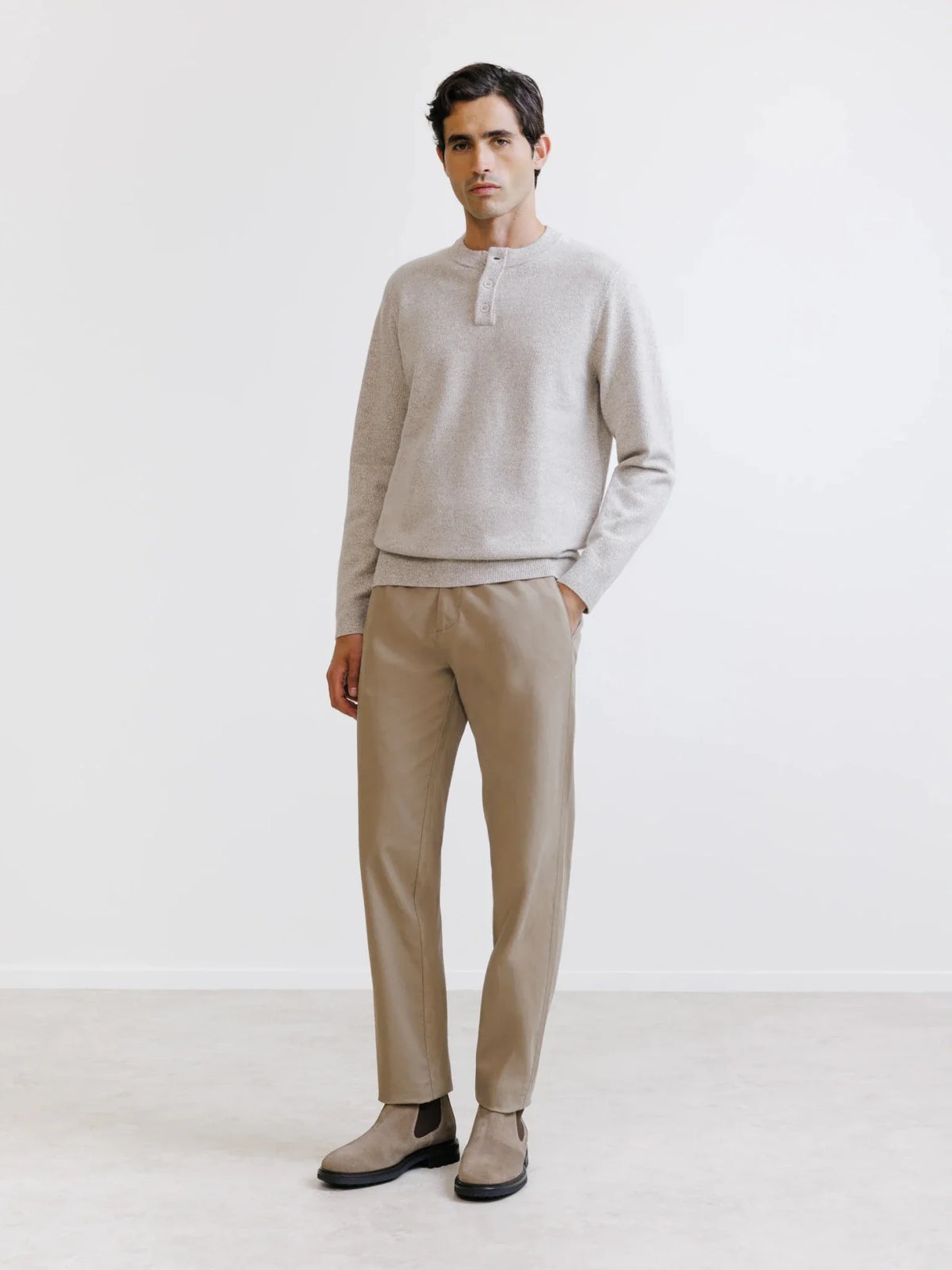 Pull col rond beige IZAC