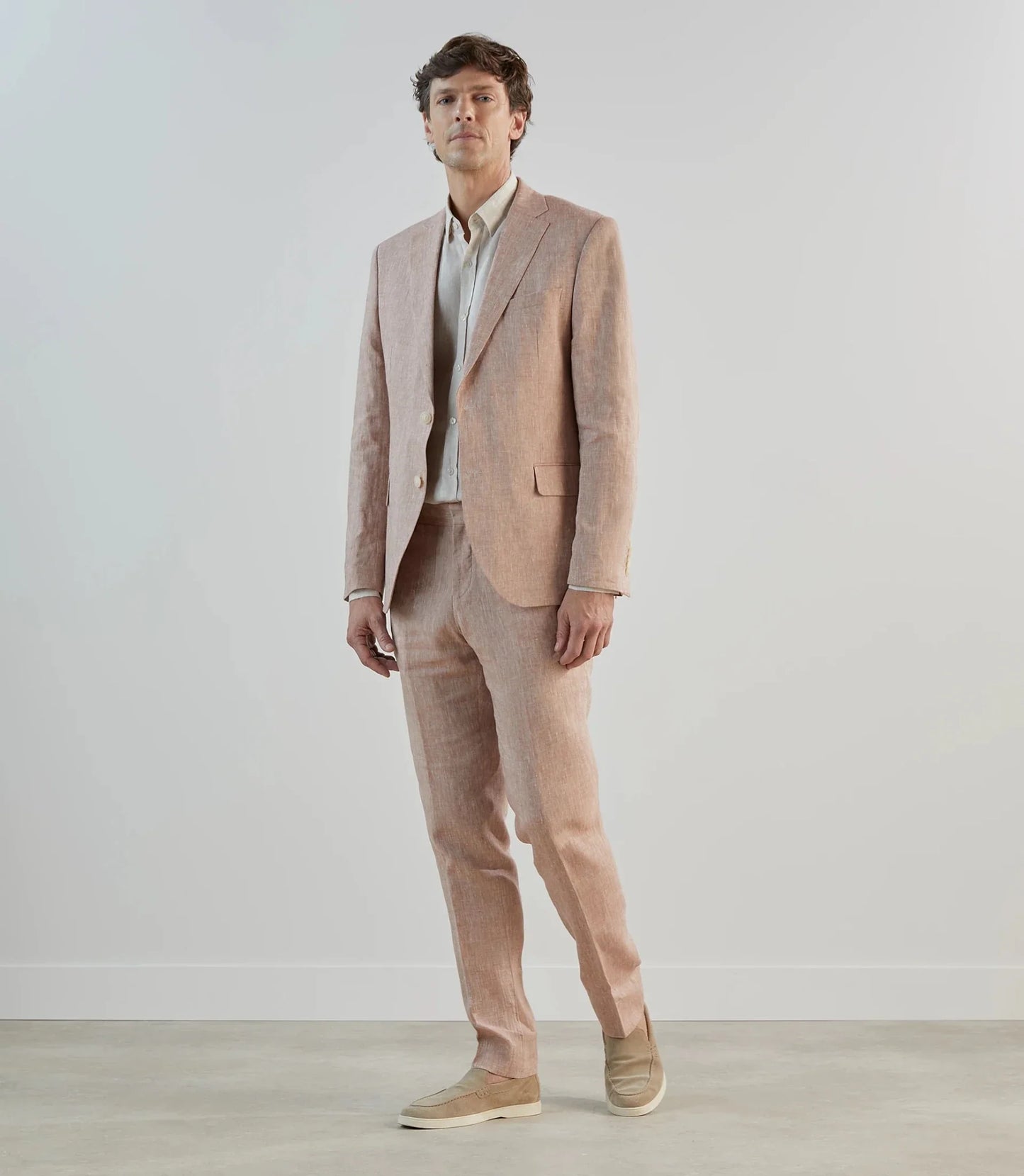 Veste homme ville 100% lin orange  izac