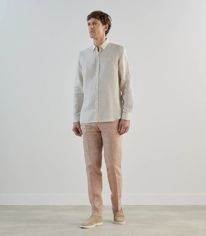 Chemise homme unie en lin beige