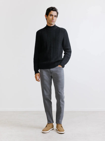 Pull col cheminée noir Izac