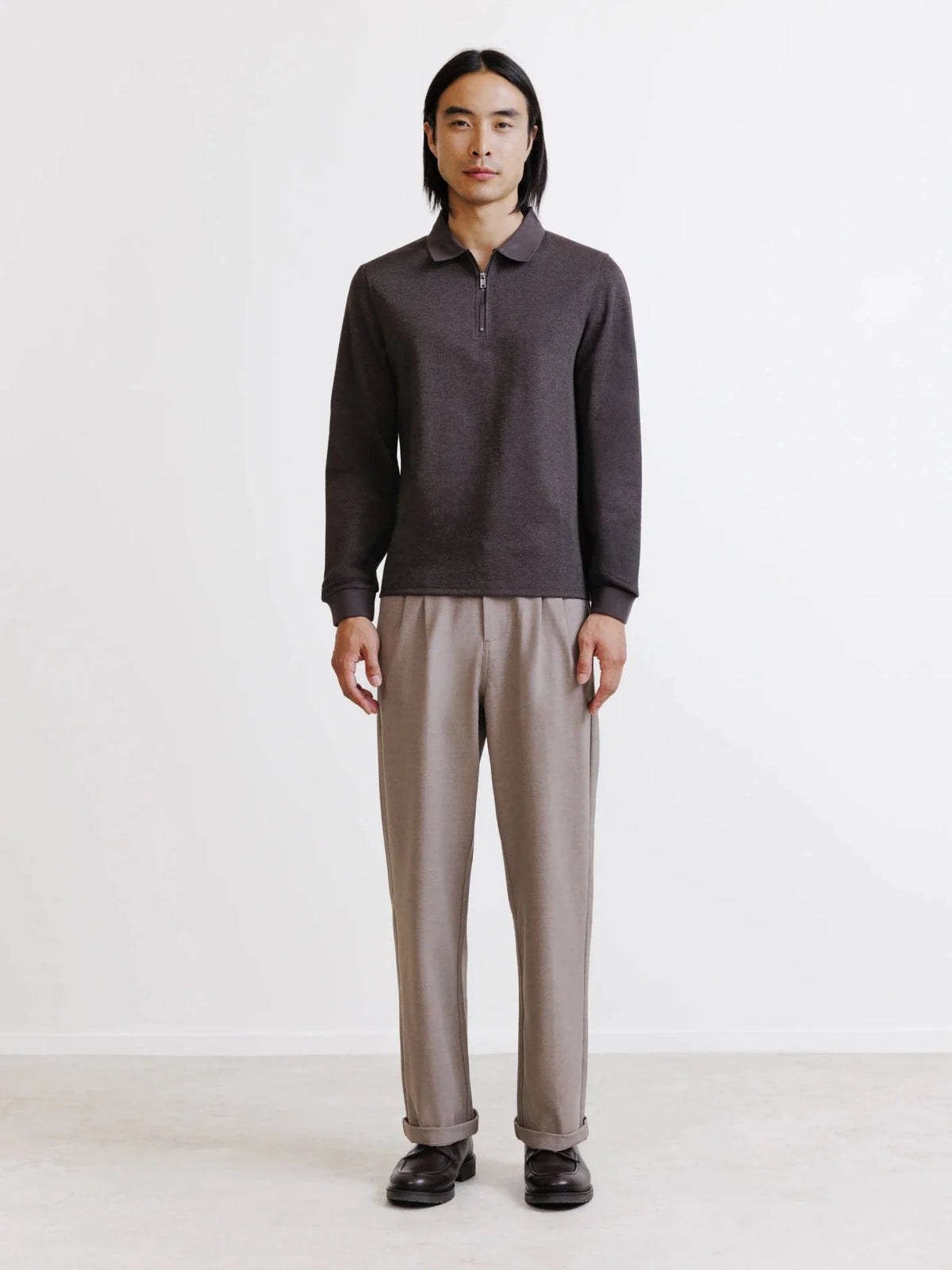 Polo/Pull zippé marron IZAC