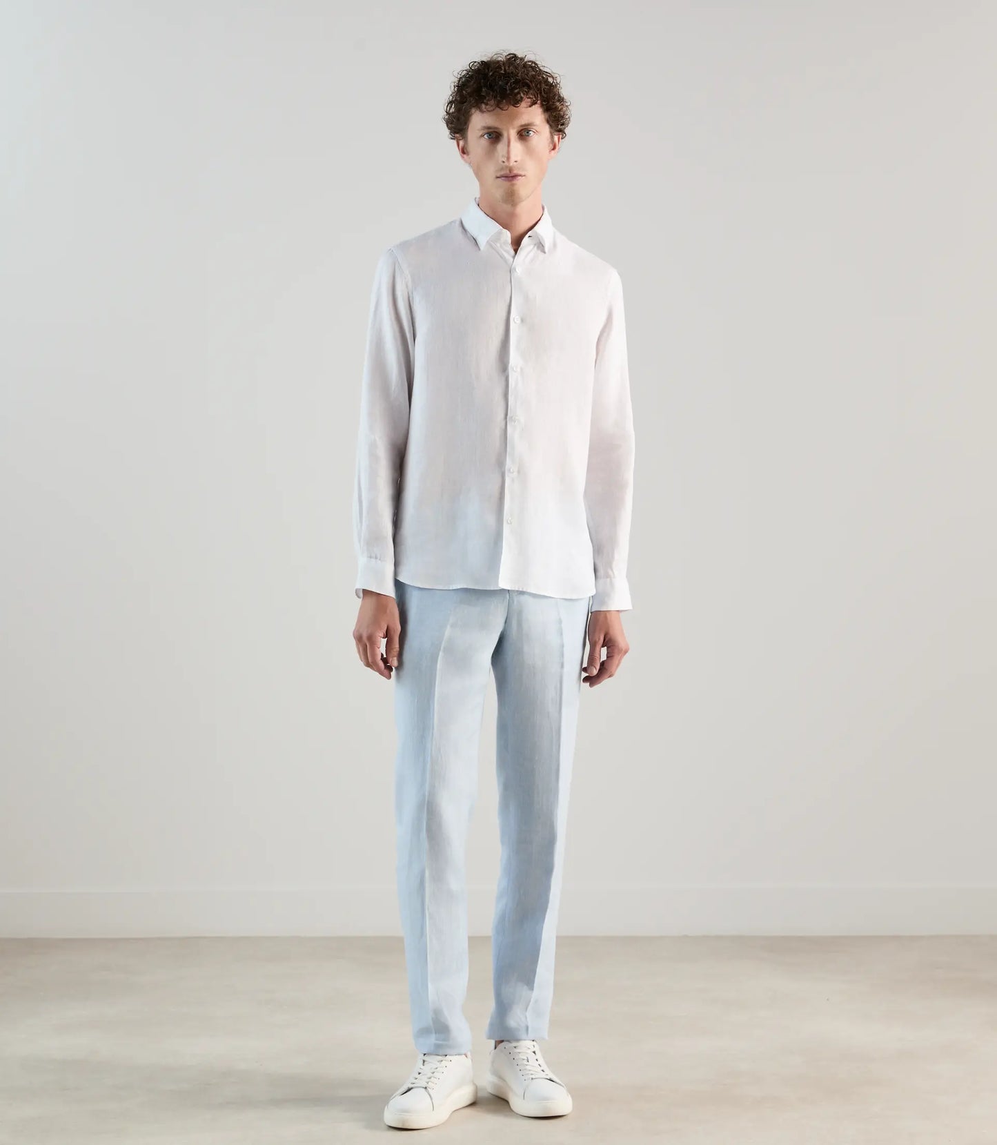 Chemise homme unie en lin blanc