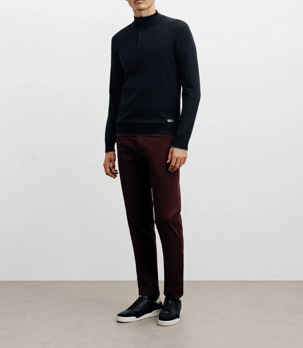 Pull col montant demi zippé noir IZAC