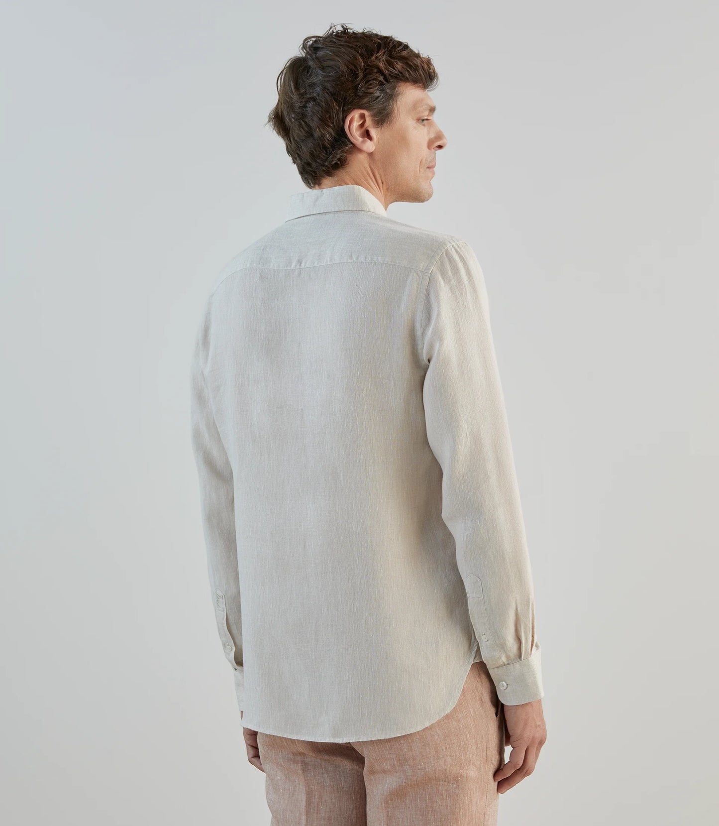 Chemise homme unie en lin beige