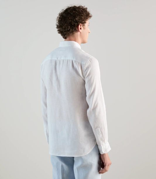 Chemise homme unie en lin blanc