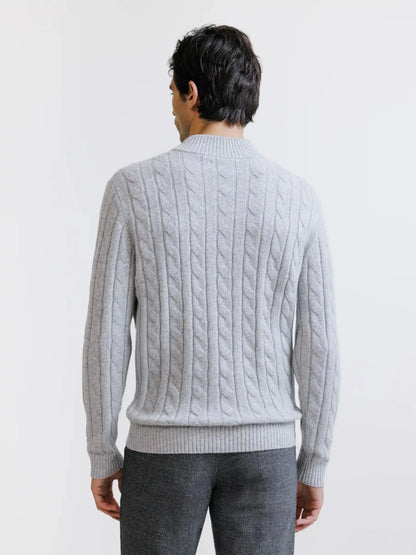 Pull col montant demi-zip gris chiné IZAC