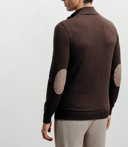Pull col montant demi zippé marron IZAC