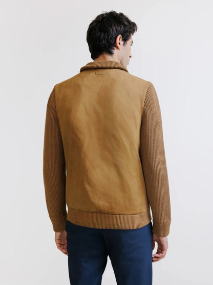Gilet zippé bi-matière camel IZAC