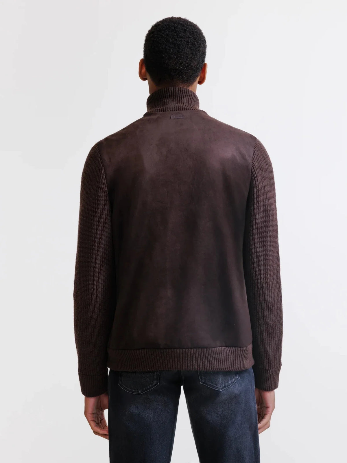 Gilet zippé bi-matière marron