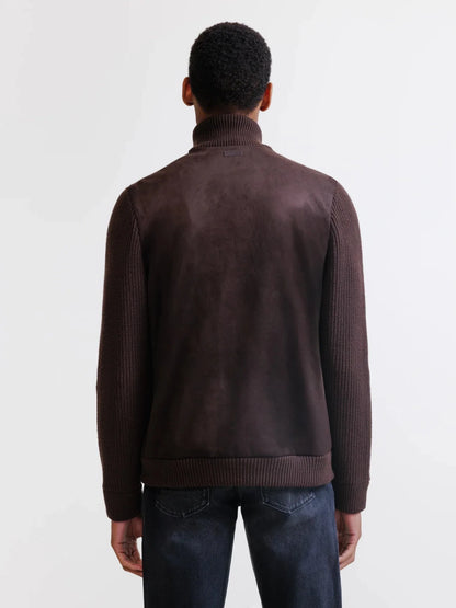 Gilet zippé bi-matière marron
