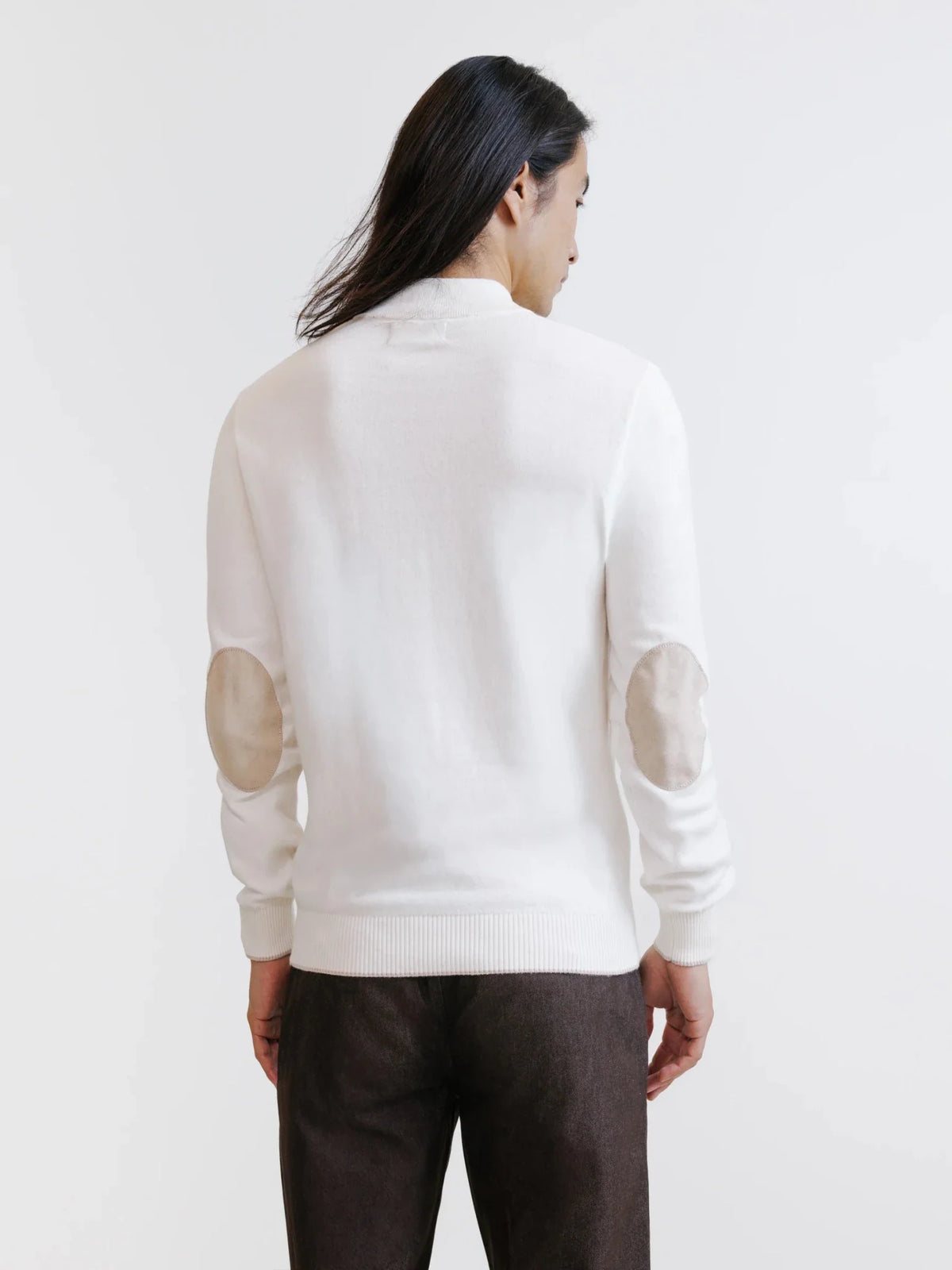 Pull col montant demi zippé écru