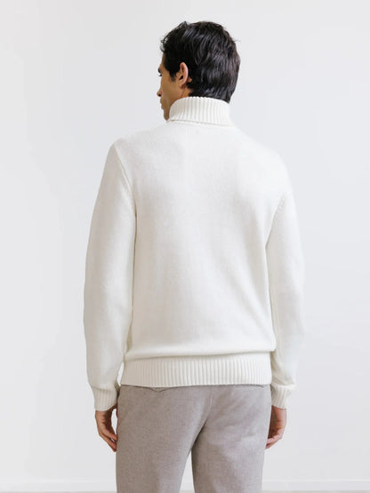 Pull col roulé en maille torsadée écru Izac